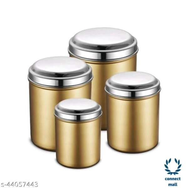 Amazing Jars & Containers - LXHXW: 13.5X 16.5 X13.5 cm, GOLDDUST With Mirror Polish S.Steel Lid, Stainless Steel, Pack of 4